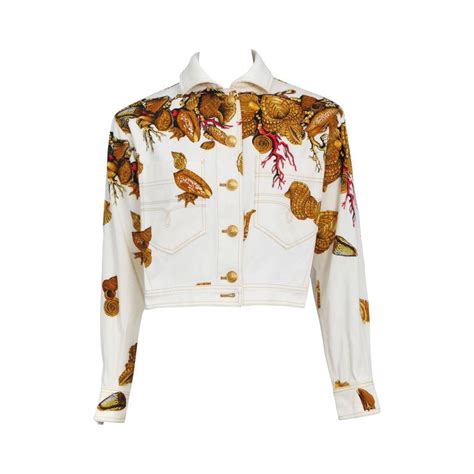 versace white denim wiht gold stunts|versace denim jacket.